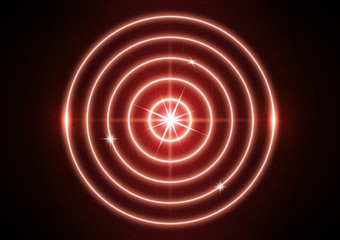 Glowing neon target icon isolated on dark background. The concept of success.