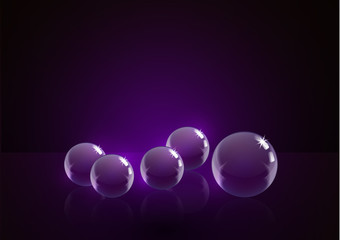 Glossy glass balls. Crystal balls. Liquid abstract bubble. Element of your design.