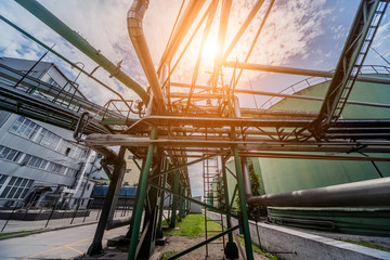 Equipment and pipeline in oil refinery.