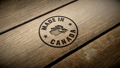 Made in Canada wood engraving. Embossed stamp.