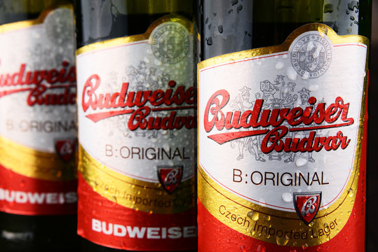 Bottles of Budweiser Budvar beer