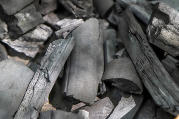 Closeup of charcoal in the chargrill as a background