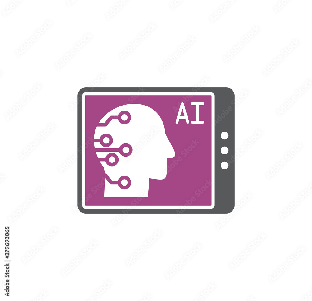 Poster artificial intelligence ai related icon on background for graphic and web design. simple illustratio