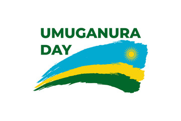 Happy umuganura Day, Rwanda thanksgiving or national harvest Day. Greeting card, banner, poster design print. Rwanda flag grunge vector on white background. Africa Republic national holiday