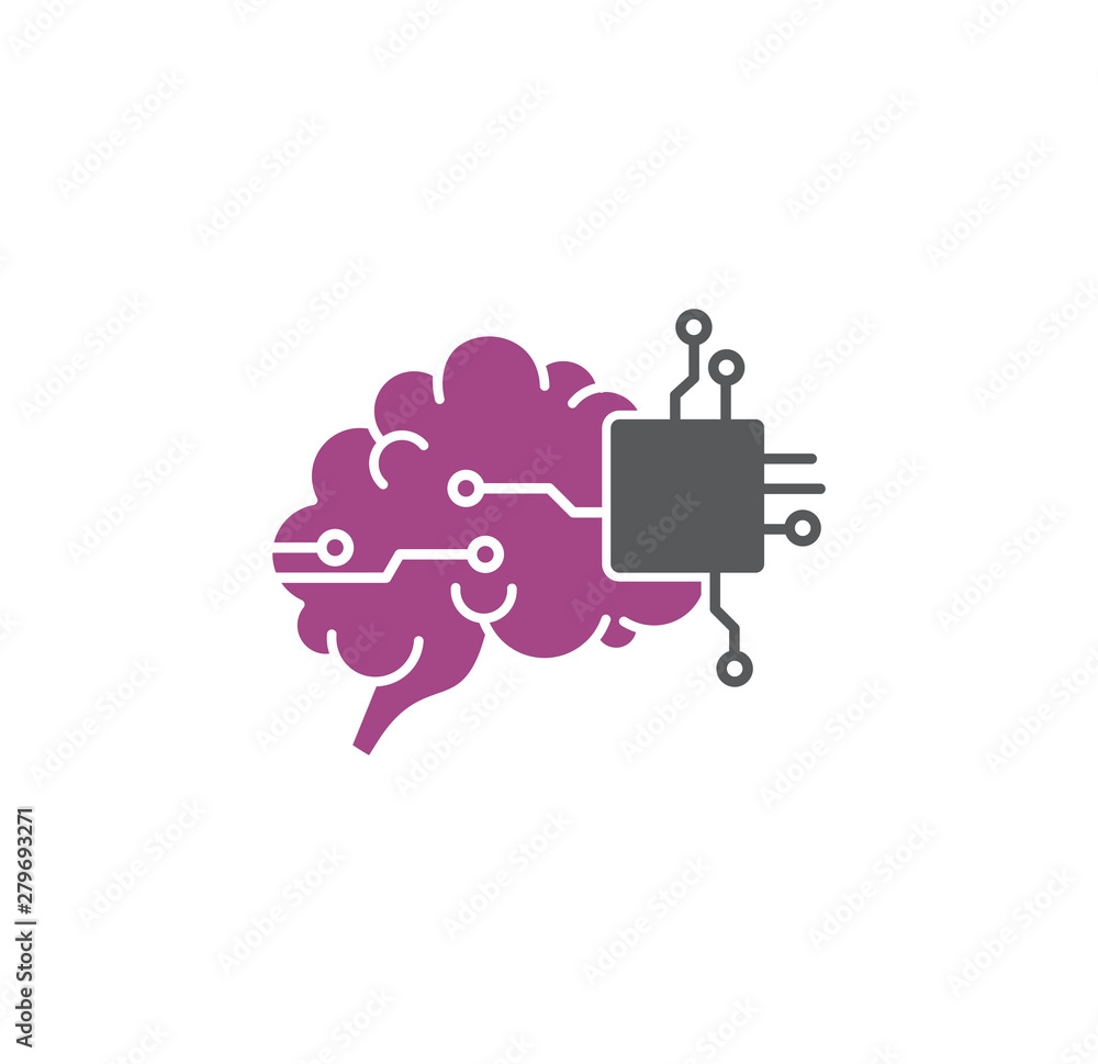Poster artificial intelligence ai related icon on background for graphic and web design. simple illustratio