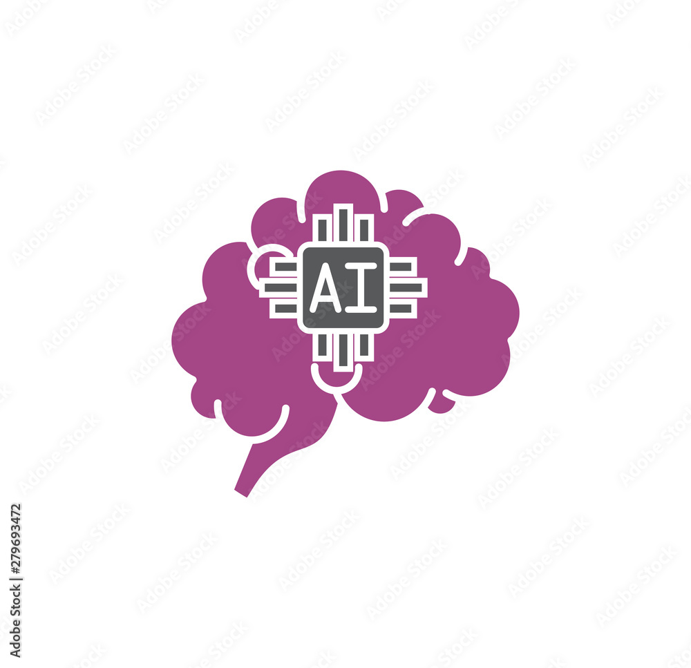 Poster artificial intelligence ai related icon on background for graphic and web design. simple illustratio