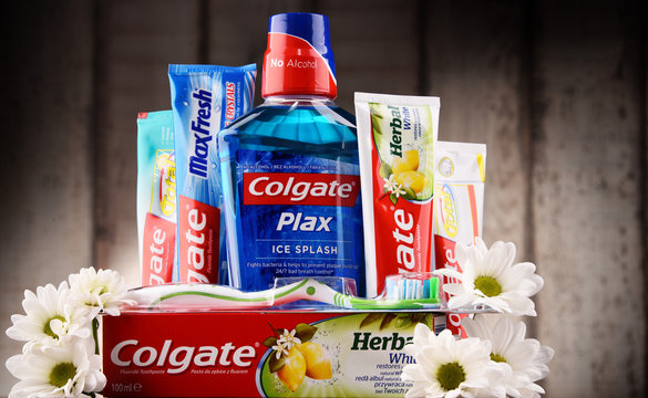 Composition with Colgate products