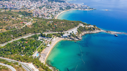 Fototapeta na wymiar Aerial view the city of Kavala in northern Greek.