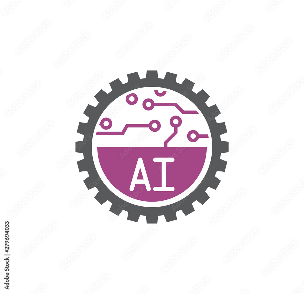 Poster artificial intelligence ai related icon on background for graphic and web design. simple illustratio