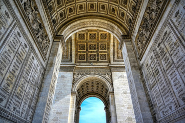 A view of the Arc de Triomphe located in Paris, France.