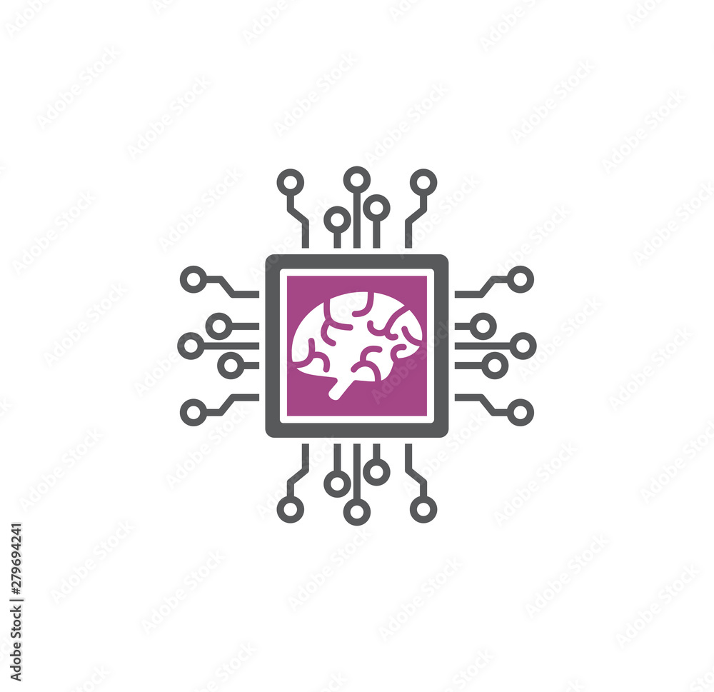 Poster artificial intelligence ai related icon on background for graphic and web design. simple illustratio