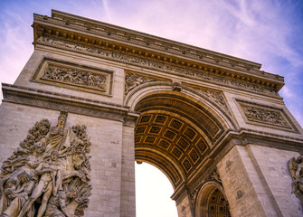 A view of the Arc de Triomphe located in Paris, France.