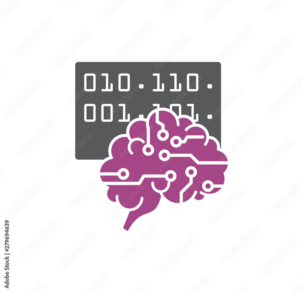 Poster artificial intelligence ai related icon on background for graphic and web design. simple illustratio