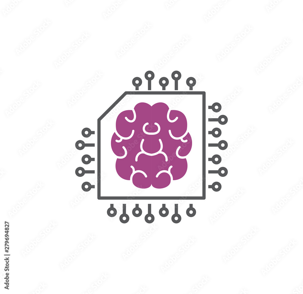 Poster artificial intelligence ai related icon on background for graphic and web design. simple illustratio