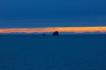 Àrídrangar Island and Eyrarbakkabugur (Bay), the approach to the Keflavik Peninsula, Iceland