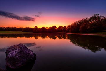 Sunset at Ostpark in Munich with amazing colors