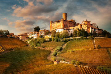 Fototapeta na wymiar Castiglione Faletto, village in Barolo wine region, Langhe, Piedmont, Italy