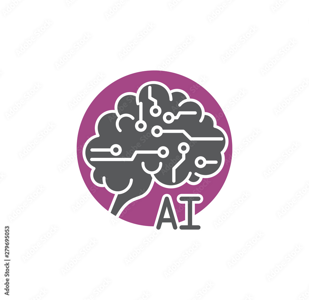 Poster artificial intelligence ai related icon on background for graphic and web design. simple illustratio