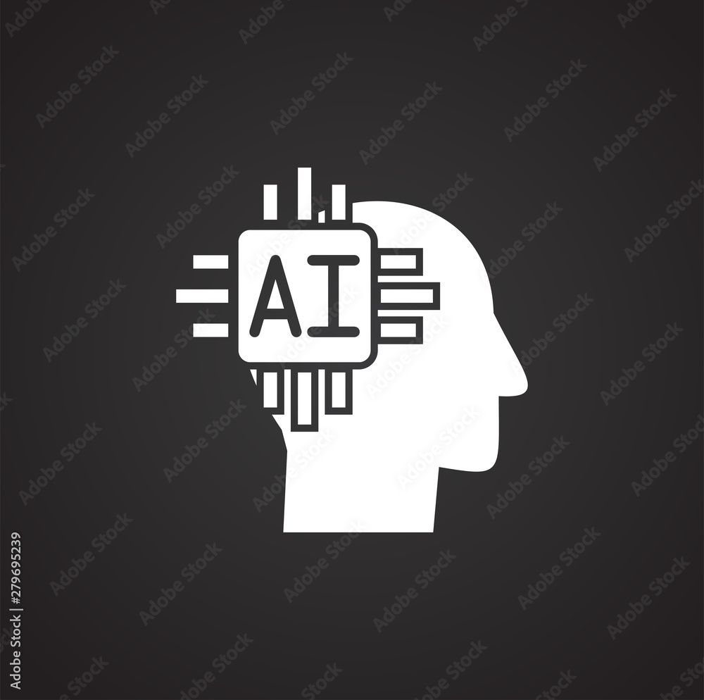 Poster artificial intelligence ai related icon on background for graphic and web design. simple illustratio
