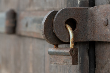 Padlock in Wooden Wall Texture Stock Photo Image