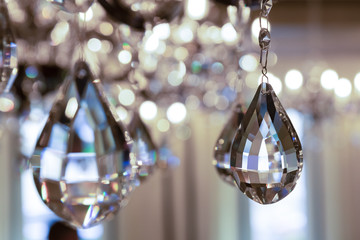 elements of a crystal chandelier close-up