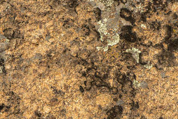 Texture of old granite covered with moss. Creative vintage background.