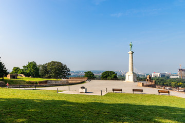 The Pobednik monument and fortress Kalemegdan in Belgrade, Serbia