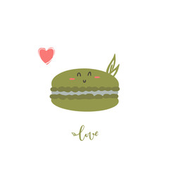 Cute happy macaron stack vector cartoon