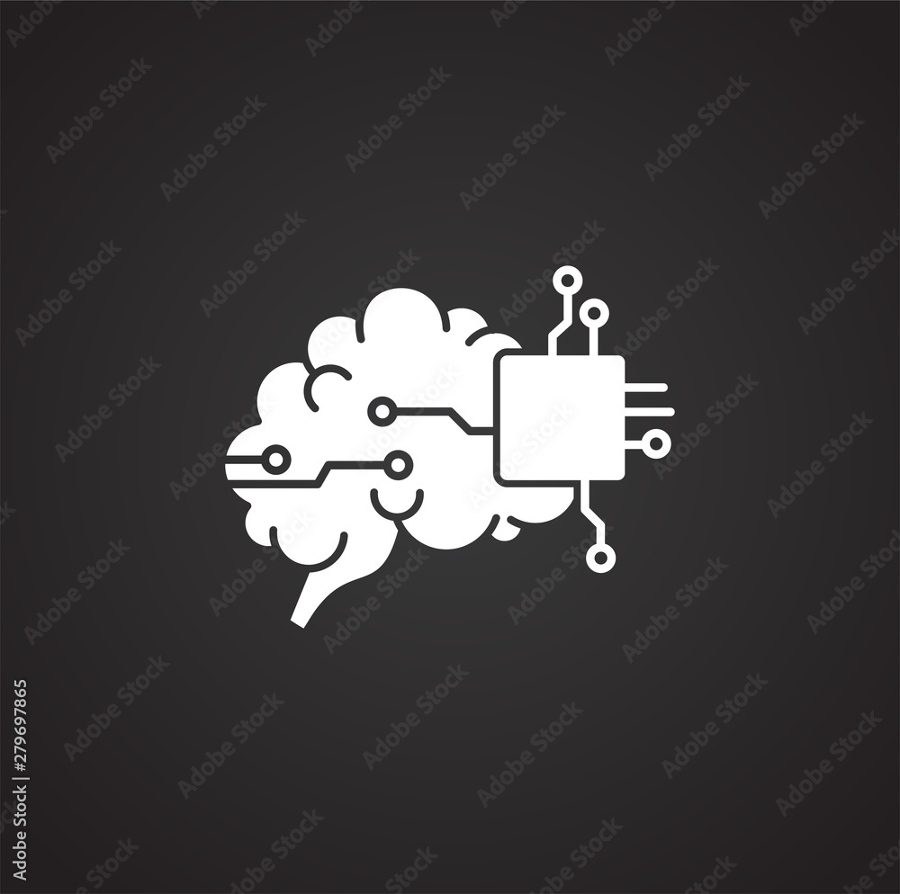Poster artificial intelligence ai related icon on background for graphic and web design. simple illustratio