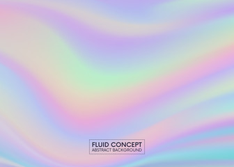 Fluid colors wallpaper. Holographic abstract background in pastel . trendy colorful texture in neon color design.