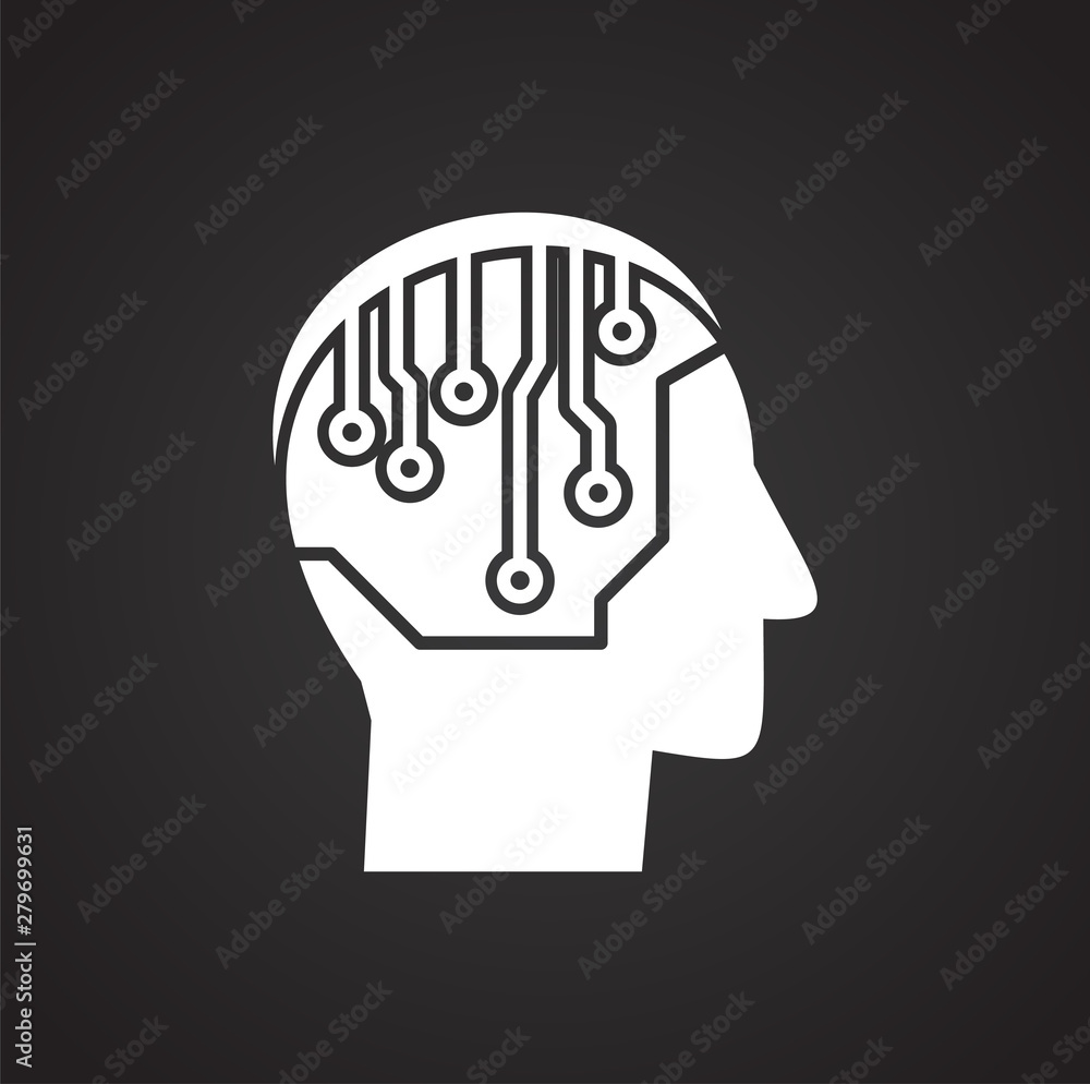 Poster artificial intelligence ai related icon on background for graphic and web design. simple illustratio