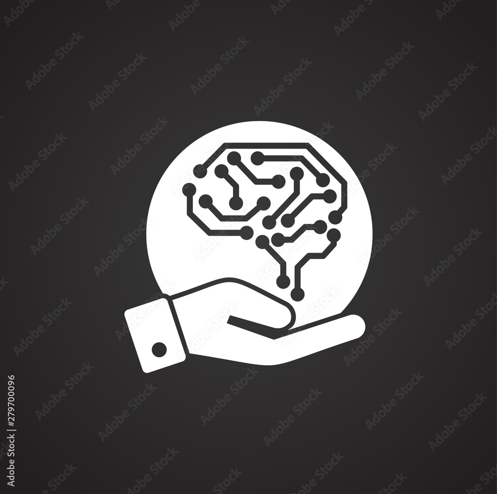 Poster artificial intelligence ai related icon on background for graphic and web design. simple illustratio