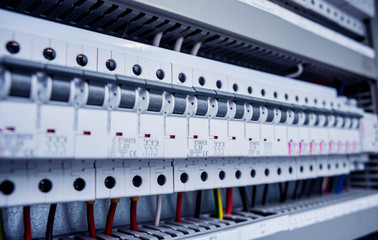 Voltage switchboard with circuit breakers.