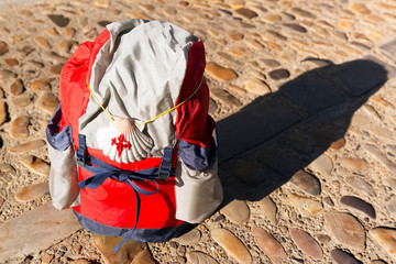 Camino de Santiago to  Compostela , pilgrim backpack