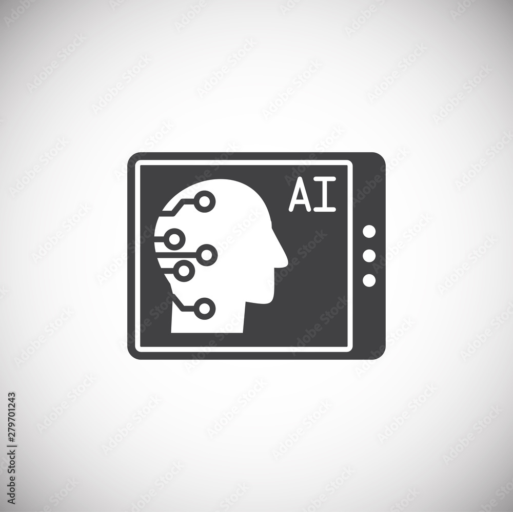 Poster artificial intelligence ai related icon on background for graphic and web design. simple illustratio