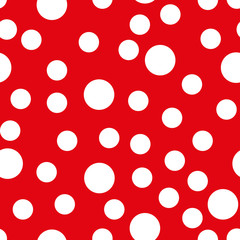 Seamless polka dot pattern. White dots on Red background. Vector illustration. eps10