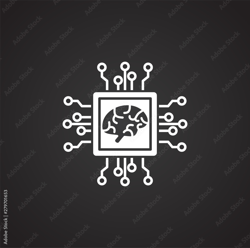 Poster artificial intelligence ai related icon on background for graphic and web design. simple illustratio