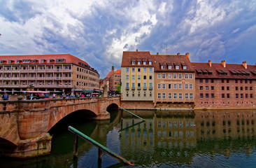 beautiful architecture of the old town of Nuremberg. Sunny day in Nuremberg. the ancient beauty of the city of Nuremberg is fascinating