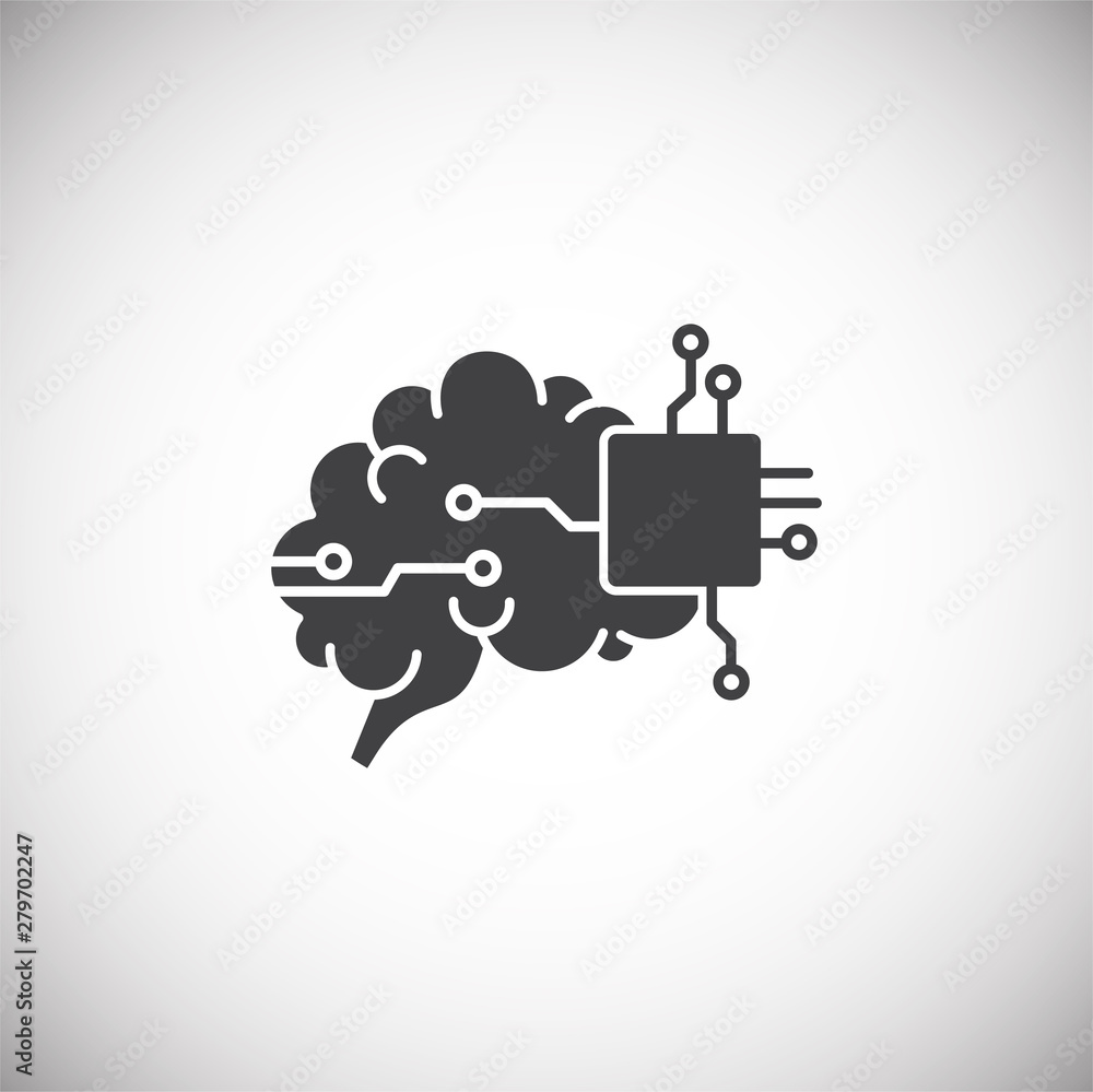Poster artificial intelligence ai related icon on background for graphic and web design. simple illustratio