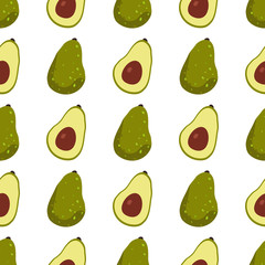avocado fruit seamless pattern on white background