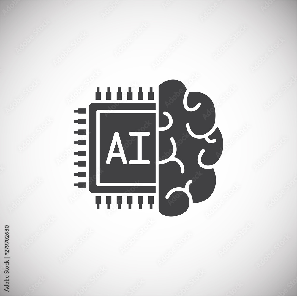 Poster artificial intelligence ai related icon on background for graphic and web design. simple illustratio