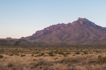 Landscape view of the sunrise in Big Bend National Park in Texas.