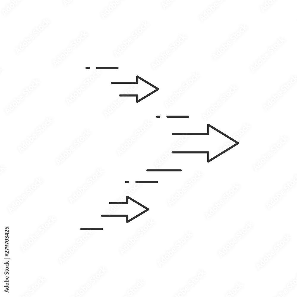 Poster transfer arrows moving right outline icon. linear style sign for mobile concept and web design. righ