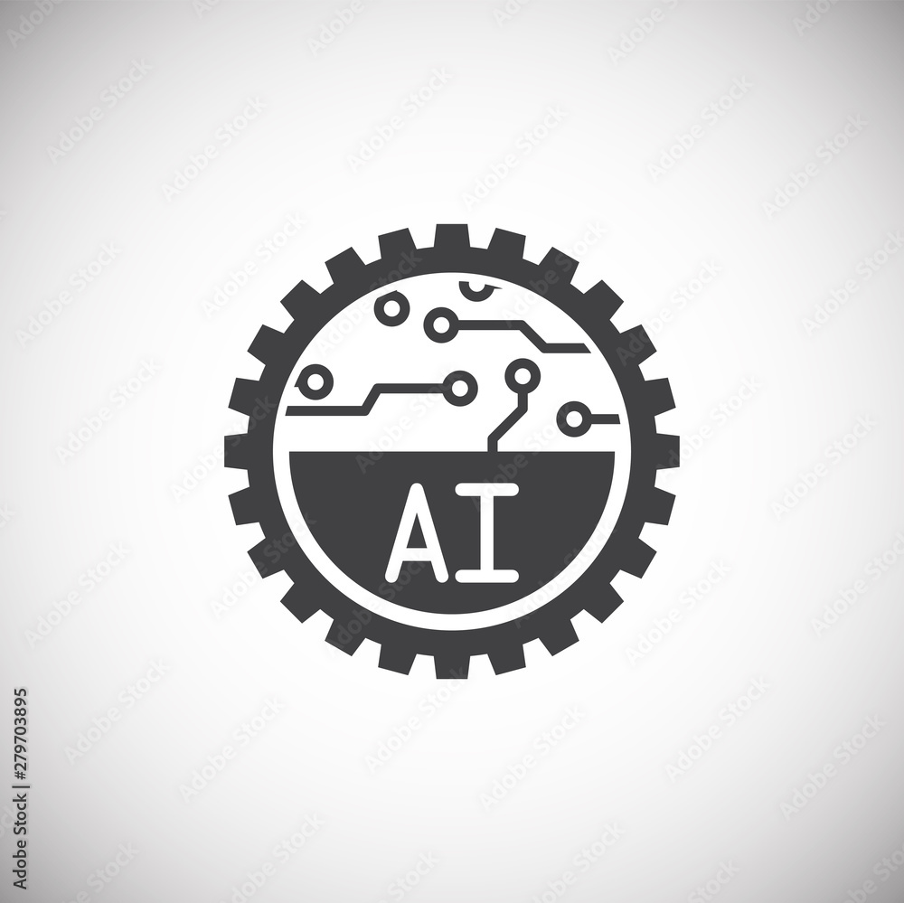 Poster artificial intelligence ai related icon on background for graphic and web design. simple illustratio