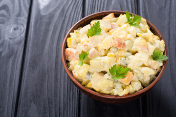 Traditional Mayonnaise Russian salad olivier