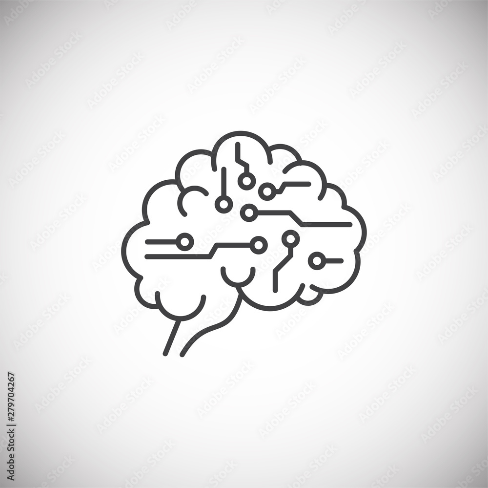 Poster artificial intelligence ai related icon on background for graphic and web design. simple illustratio