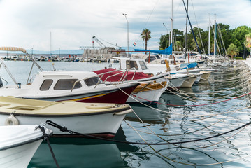 Fototapeta premium trays at the marina on the sea trip