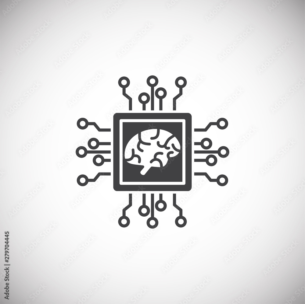 Poster artificial intelligence ai related icon on background for graphic and web design. simple illustratio