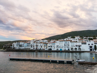 Sunset in the village of Cadaques. Romanticism in the Mediterranean Sea. The town of Salvador Dali,...