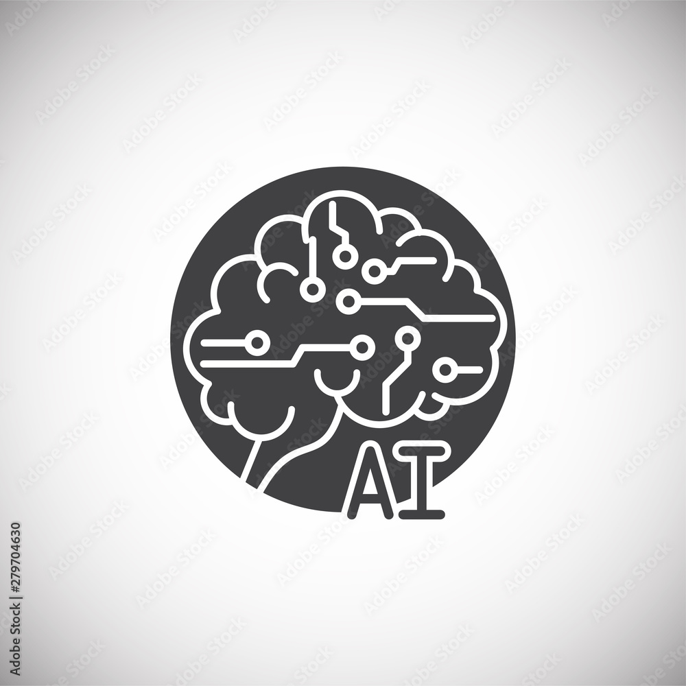 Poster artificial intelligence ai related icon on background for graphic and web design. simple illustratio